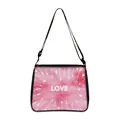 Borsa a tracolla rosa acquerello con stampa LOVE e tracolla nera sottile - Piccolo / Amore Acquerello (01)