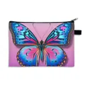 Pink butterfly makeup bag with large colorful print and durable black zipper closure - Light Pink Large Butterfly (17)
