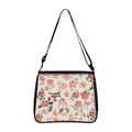 Borsa a tracolla rosa con stampe floreali ad acquerello e tracolla nera regolabile - Piccolo / Floreale Acquerello (02)