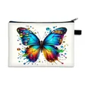 Luxury butterfly printed canvas makeup bag with large capacity and zipper closure - Artistic Gradient Butterfly (14)