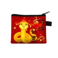 Mini porte-monnaie serpent rouge avec fermeture éclair et motif porte-bonheur 2025 - Serpent Doré Auspicieux Rouge (27)