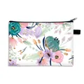 Portable floral makeup bag with blue and pink flower patterns and gold glitter accents - Gold Glitter Ditsy Floral (29)