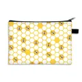 Neceser amarillo con estampado de abejas y cremallera para regalo de mujer - Abeja de Panal Hexagonal