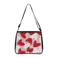 Borsa a tracolla rosa con cuori e scritta 'With love' con cinturino regolabile nero - Piccolo / With Love Base Rosa Cuori (04)