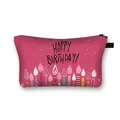 Portable Happy Birthday bear makeup bag with large capacity and festive candle prints - Rose Red Birthday Candle Style (02)