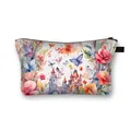 Borsa da trucco con farfalle e castello, design capiente e cerniera nera di alta qualità - Stile Floreale Farfalla Castello Europeo (11)