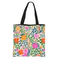 Floral print tote bag in vibrant colors with wide black shoulder straps and square shape - Colorful Full Floral Print (13)