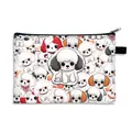 Large capacity dog print cosmetic bag with cartoon poodle patterns and zipper - Hand-painted Teddy Pattern (04)