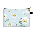 Light blue floral daisy storage bag with black zipper and portable side loop strap - Light Blue Daisy (32)