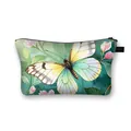 Beauty case in tela con farfalla acquerellata, stampa floreale e manico nero - Stile Floreale Farfalla su Sfondo Ciano (01)