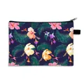 Floral makeup pouch with dark blue tropical botanical pattern and zipper closure - Dark Blue Summer Tropical Floral (33)