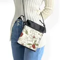 Vintage floral mini crossbody bag for phone with black nylon trim and rope strap - Vintage Cream with Large Flowers (19)