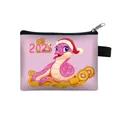 Petit porte-monnaie rose dessin animé Serpent 2025 avec fermeture éclair et boucle - Serpent de Noël Rose Violet (16)