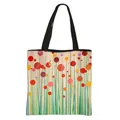 Floral tote bag with colorful abstract dots and black straps for daily shopping - Colorful Abstract Art Pattern (20)