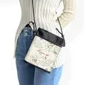 Mini floral crossbody phone bag with Happy Life print and black rope strap - Happy Life Text with Floral (20)