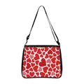 Chic heart-patterned underarm bag with black adjustable strap for women in white - Large / Full Print Pink Hearts (09)