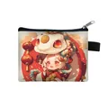 Mini porte-monnaie en toile beige avec illustration de fille pour l'année du serpent - Fille du Zodiaque et Serpent Écru (01)