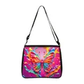 Chic shoulder bag featuring vibrant 3D splash butterfly print and black trim details - 3D Paint Style Butterfly (06)