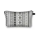 Bohemian geometric pattern cosmetic bag with black and white tribal print and zipper - Black White Bohemian Geometric Pattern (01)