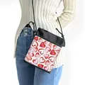 Piccola borsa a tracolla bianca con cuori rossi sfumati e sottile cordino nero - Cuore Rosso Texture Acquerello (20)