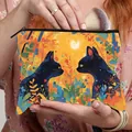Trousse à cosmétiques avec imprimé chat artistique et fermeture éclair pour pinceaux - Temps de Rendez-vous