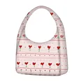 Rosa Plüsch-Hobo-Tasche mit roten Herzen und Graffiti-Design für Damen und Mädchen - Rosa Kritzel-Blumenherz (14)