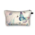 Beauty case con farfalla acquerello blu e motivo floreale su sfondo bianco - Stile Floreale Lavanda Farfalla Blu (07)