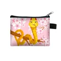 Petit porte-monnaie serpent jaune avec imprimé fleurs et fermeture éclair noire - Serpent Cerise Dessin Animé Beige (08)