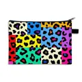 Foldable leopard print cosmetic bag with vibrant multicolor patterns and metal zipper - Stitched Multicolor Leopard (21)