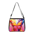 Butterfly print shoulder bag with black trim and colorful 3D butterfly graphics - Paint Dripping Butterfly (09)