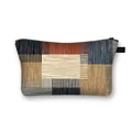 Ethnic style woven makeup bag with geometric color blocks and durable top zipper - Multicolor Geometric Block Splicing Weave Texture (04)