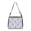 Light blue crossbody bag with red bow print and adjustable black shoulder strap - Large / Blue Bow Grid (12)