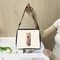 Minimalist tote bag featuring a floral alphabet 'I' print and adjustable strap - I09 (Letter I)