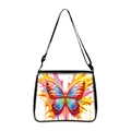 White canvas shoulder bag with vibrant rainbow butterfly and colorful paint splash design - Rainbow Art Butterfly (10)