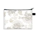 Floral makeup bag in white fabric with vintage purple flowers and side handle - Vintage Pale Purple Floral (38)