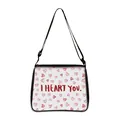 White canvas crossbody bag with red 'I HEART YOU' graffiti hearts and black strap - Large / I Heart You Graffiti (14)