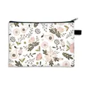 Floral makeup bag with vintage pear pattern and zipper for travel storage - Pear Foliage Floral (39)