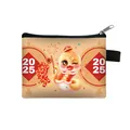 Porte-monnaie dessin animé Année du Serpent 2025 avec fermeture éclair et motif - Thème Année du Zodiaque Beige (07)