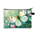 Flat makeup bag featuring artistic watercolor butterfly and cherry blossom print - Watercolor Cherry Blossom Butterfly (20)