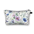 Beauty case con stampa floreale blu e viola e chiusura con cerniera nera - Stile Stampa Floreale Blu Viola (13)