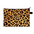 Foldable leopard print makeup bag with black zipper and side handle strap - Classic Leopard Print (04)