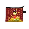 Porte-monnaie serpent de dessin animé rouge pour le Nouvel An avec motifs dorés - Serpent Rouge Motif Fu Complet (18)