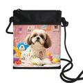 Schattige Shih Tzu hond print zwarte nylon crossbody tas voor smartphone en kleine spullen - Shih Tzu HD Huisdier Leven Foto Print (15)