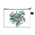 Bolsa de maquillaje plegable con estampado de tortuga en acuarela y cremallera - Estilo Ilustración de Tortuga en Acuarela (02)