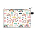 Rainbow pattern waterproof makeup bag with large capacity for travel and cosmetics storage - Full Rainbow Cloud Print Style (05)