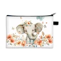 Borsa per trucco impermeabile con stampa di elefante e fiori per viaggi - Elefante Farfalla Acquerello Colorato