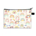 Waterproof rainbow cosmetic bag with colorful hand-drawn patterns and black zipper closure - Playful Hand-drawn Rainbow Style (06)