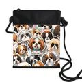 Zwarte crossbodytas met schattige hondenprints en verstelbare schouderband - Cartoon Shih Tzu Illustratie Sticker Stijl Print (04)