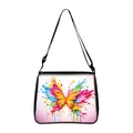 Chic butterfly print shoulder bag with colorful art design and adjustable black strap - Artistic Splash Bright Butterfly (19)