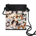 Schattige Shih Tzu honden print smartphone crossbody tas met zwart schouderbandje - Veelkleurige Shih Tzu Q-Versie Sticker Ontwerp (05)
